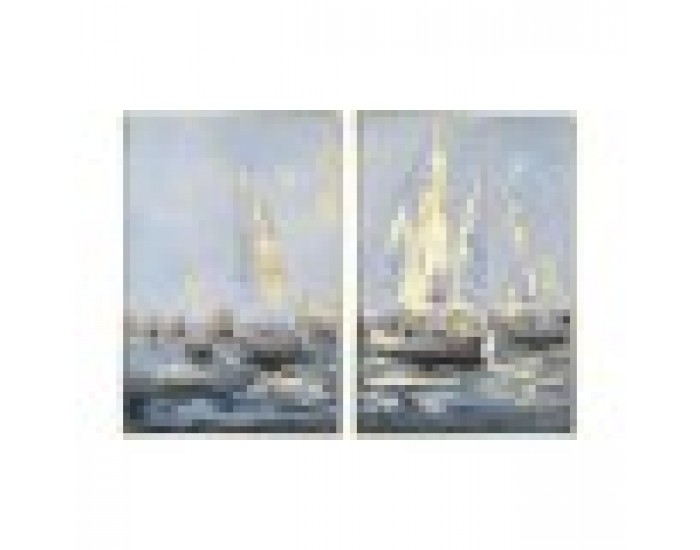 Картина Home ESPRIT Яхти Средиземноморско 83 x 4,5 x 123 cm (2 броя)