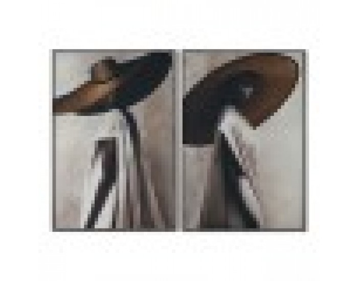 Картина Home ESPRIT Черен Бежов Златен Кадифе Шапка Модерен (2 броя)