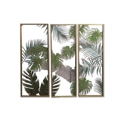 Пластно DKD Home Decor 3 Части Тропически Лист на растение (122 x 3 x 122 cm) - Картини, Плакати, Пъзели