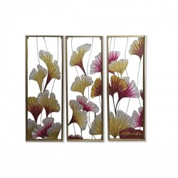 Пластно DKD Home Decor 3 Части Тропически Лист на растение (122 x 3 x 122 cm) - Картини, Плакати, Пъзели