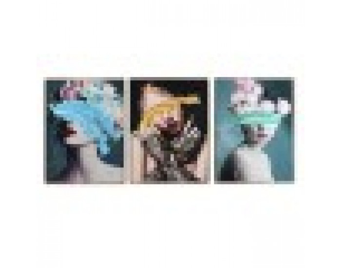 Картина DKD Home Decor Дама Модерен (60 x 3 x 80 cm) (3 броя)