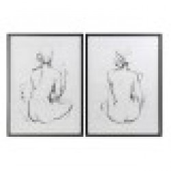 Картина DKD Home Decor Дама (70 x 2.5 x 90 cm) (2 pcs) - Картини, Плакати, Пъзели