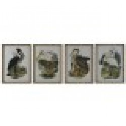 Картина DKD Home Decor Птици Ориенталски 45 x 3 x 60 cm (4 броя) - Картини, Плакати, Пъзели