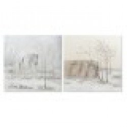 Картина DKD Home Decor Пластно Дървета (2 pcs) (100 x 3.8 x 100 cm) - Картини, Плакати, Пъзели