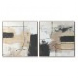 Картина Home ESPRIT Черен Златен Абстрактен Град 100 x 4 x 100 cm (2 броя) - Картини, Плакати, Пъзели