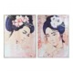 Картина DKD Home Decor Пластно Гейша (2 pcs) (103.5 x 4.5 x 144 cm) - Картини, Плакати, Пъзели