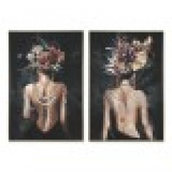 Картина Home ESPRIT Черен Зелен chica 80 x 3,5 x 120 cm (2 броя) - Картини, Плакати, Пъзели