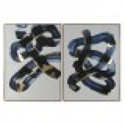 Картина Home ESPRIT Абстрактен Град 90 x 4 x 120 cm (2 броя) - Картини, Плакати, Пъзели