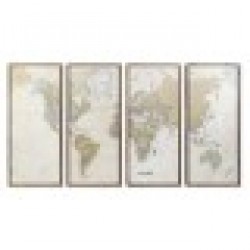 Комплект от 4 снимки DKD Home Decor Карта на Света Vintage Loft 200 x 3,5 x 120 cm - Картини, Плакати, Пъзели
