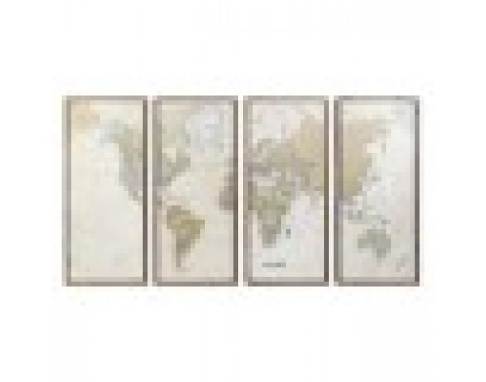 Комплект от 4 снимки DKD Home Decor Карта на Света Vintage Loft 200 x 3,5 x 120 cm