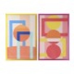 Картина Home ESPRIT Жълт Розов Модерен Град 80 x 3,3 x 120 cm (2 броя) - Картини, Плакати, Пъзели