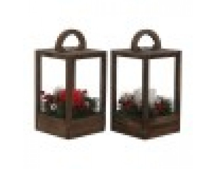 Latern Home ESPRIT Бял Кафяв Червен Дървен 16 x 16 x 26 cm (2 броя) Latern Home ESPRIT Бял Кафяв Червен Дървен 16 x 16 x 26 cm (2 броя)