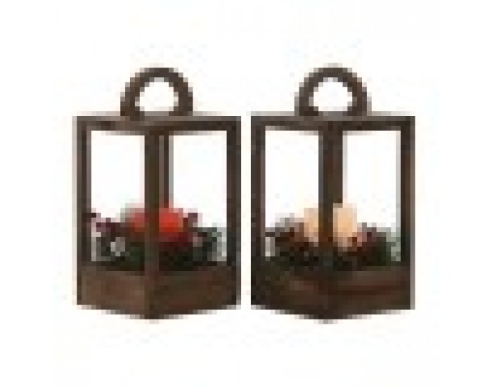 Latern Home ESPRIT Бял Кафяв Червен Дървен 16 x 16 x 26 cm (2 броя) Latern Home ESPRIT Бял Кафяв Червен Дървен 16 x 16 x 26 cm (2 броя)