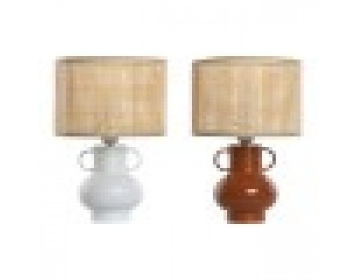 Настолна лампа Home ESPRIT Бял Естествен теракота Метал Бамбук 50 W 220 V 22 x 22 x 33 cm (2 броя)