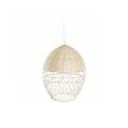 Полилей DKD Home Decor Метал Бял Светло кафяв Pатан 50 W (30 x 30 x 38 cm) - Осветителни тела
