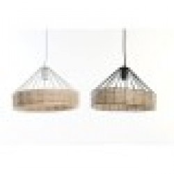 Полилей DKD Home Decor Черен Метал Pатан 50 W (35 x 35 x 22 cm) (2 броя) - Осветителни тела