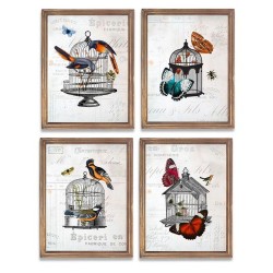 Картина DKD Home Decor Дървен Пластно Клетка (4 pcs) (34 x 2 x 44 cm) - Осветителни тела
