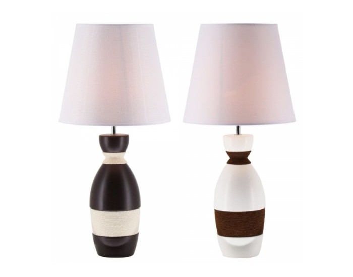 Настолна лампа DKD Home Decor полиестер Керамика Въже (2 pcs) (30 x 30 x 61 cm)