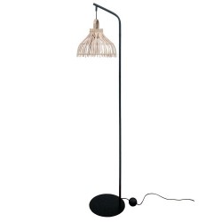 Лампион DKD Home Decor Черен Метал Кафяв Pатан (40 x 40 x 160 cm) - Осветителни тела