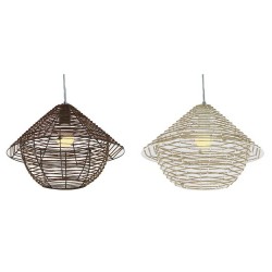 Полилей DKD Home Decor Метал Кафяв Въже Бял (38 x 38 x 27 cm) (2 pcs) - Осветителни тела