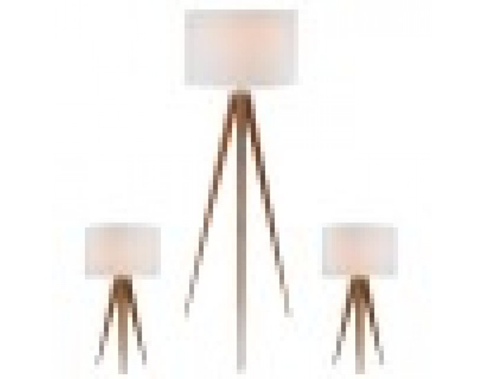 Лампион Home ESPRIT Кафяв Дървен Метал Алуминий 40 x 40 x 153 cm (3 Части)