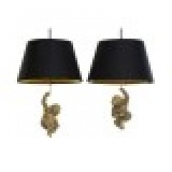 Полилей DKD Home Decor Златен Смола 220 V 50 W Маймуна (35.5 x 35.5 x 51 cm) (2 pcs) - Осветителни тела