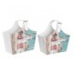поставка за списания DKD Home Decor 40 x 18 x 41 cm Многоцветен Картон Средиземноморско (2 броя) - Изтривалки и Поставки за чадъри