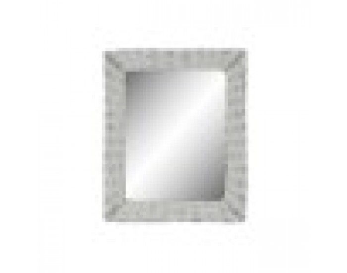 Стенно огледало DKD Home Decor Кристал MDF Бял плетена ракита Cottage (53 x 63 x 4 cm) (53,5 x 4 x 62,5 cm)