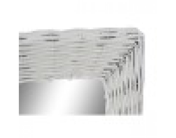 Стенно огледало DKD Home Decor Кристал MDF Бял плетена ракита Cottage (53 x 63 x 4 cm) (53,5 x 4 x 62,5 cm)