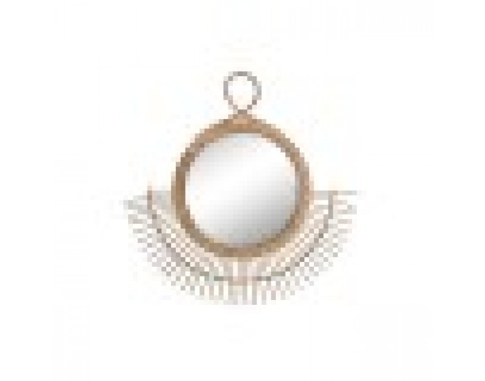 Стенно огледало DKD Home Decor Кристал Кафяв Pатан (68 x 2 x 68 cm)