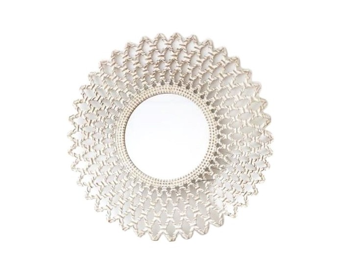 Стенно огледало DKD Home Decor Кристал Бял Дървен MDF (90 x 2,5 x 90 cm)