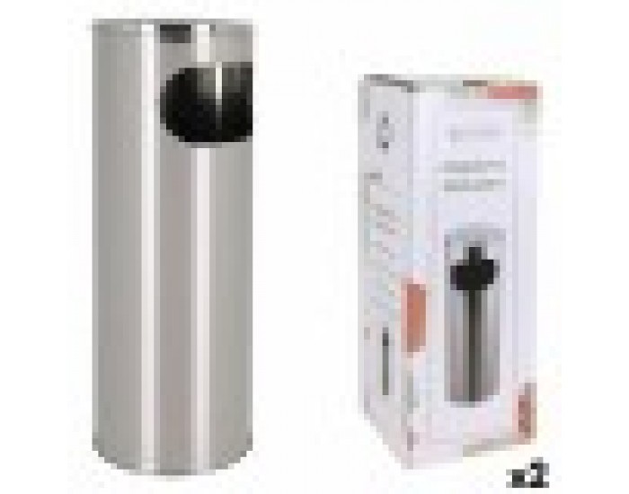 Кошче за Хартия с Пепелник Confortime Неръждаема стомана 20,6 x 20,6 x 59 cm (2 броя)