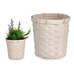 Саксия Бял PVC Бамбук (17 x 15 x 17 cm) - Стоки за Градинарство, Саксии, Системи за поливане