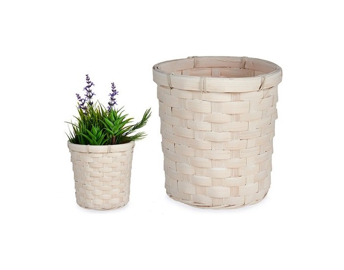 Саксия Бял PVC Бамбук (17 x 15 x 17 cm) Саксия Бял PVC Бамбук (17 x 15 x 17 cm)