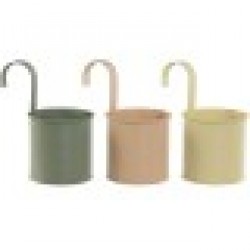 Саксия Home ESPRIT Жълт Зелен Кехлибар Светло розово Метал 11,5 x 11,5 x 21 cm (3 броя) - Стоки за Градинарство, Саксии, Системи за поливане