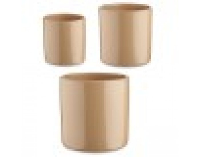 Комплект Саксии за цветя 3 Части Ø 14 cm Ø 22 cm Ø 17 cm Цилиндър Бежов