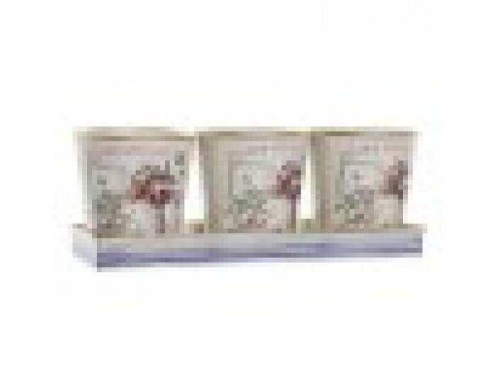 Комплект Саксии за цветя DKD Home Decor Розов Златен PVC (38 x 13 x 14 cm) (3 Части)