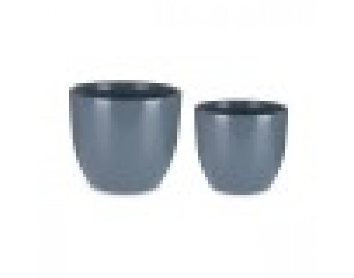 Комплект Саксии за цветя 2 Части Ø 22 cm Ø 28 cm Антрацит Глина