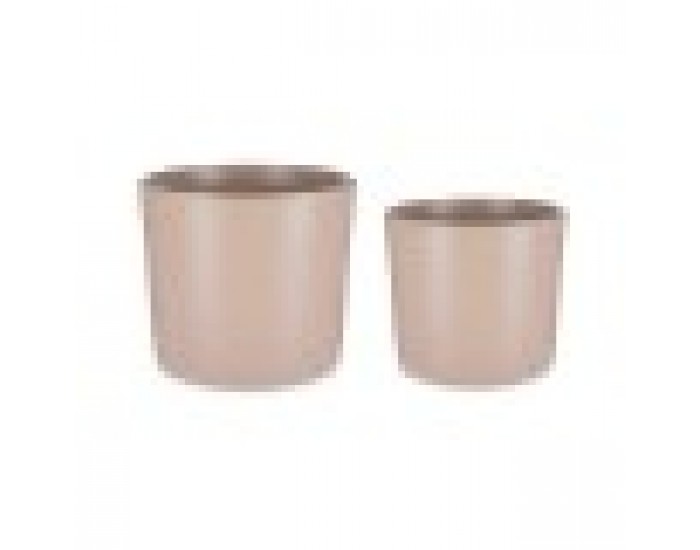 Комплект Саксии за цветя Ø 22 cm Ø 27 cm 2 Части Бежов Глина