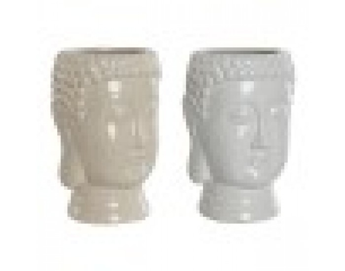 Саксия Home ESPRIT Бял Бежов Керамика 15 x 15 x 25 cm (2 броя) Саксия Home ESPRIT Бял Бежов Керамика 15 x 15 x 25 cm (2 броя)