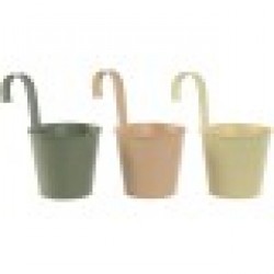 Саксия Home ESPRIT Жълт Зелен Кехлибар Светло розово Метал 14 x 14 x 23 cm (3 броя) - Стоки за Градинарство, Саксии, Системи за поливане