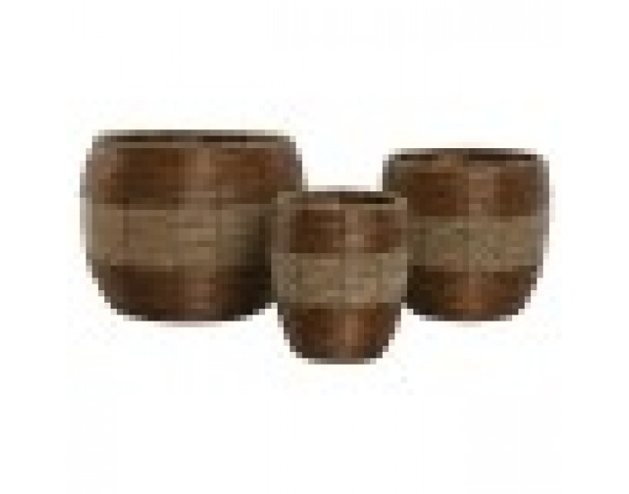 Комплект саксии Home ESPRIT Естествен Метал влакно Тропически 33 x 33 x 30 cm