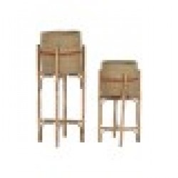 Комплект саксии Home ESPRIT Естествен Юта Дърво манго 26 X 26 X 67 cm (2 Части) - Стоки за Градинарство, Саксии, Системи за поливане