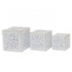 Комплект саксии DKD Home Decor Листи Златен Метал 15 x 15 x 15 cm Бял Тропически Лист на растение - Стоки за Градинарство, Саксии, Системи за поливане