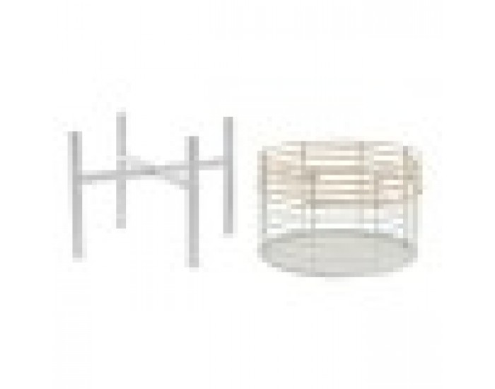 Комплект Саксии за цветя DKD Home Decor Естествен Метал Бял Pатан (25 x 25 x 32 cm)