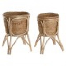 Комплект саксии Home ESPRIT Естествен плетена ракита влакно 28 x 28 x 38 cm (2 Части) - Стоки за Градинарство, Саксии, Системи за поливане