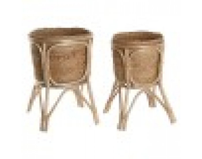 Комплект саксии Home ESPRIT Естествен плетена ракита влакно 28 x 28 x 38 cm (2 Части)