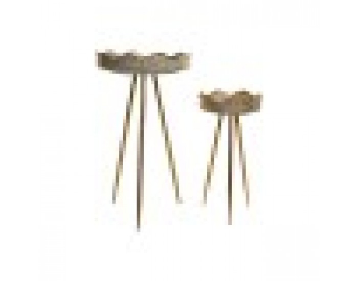 Комплект саксии Home ESPRIT Златен Метал Арабин 46 x 46 x 84,5 cm (2 Части)