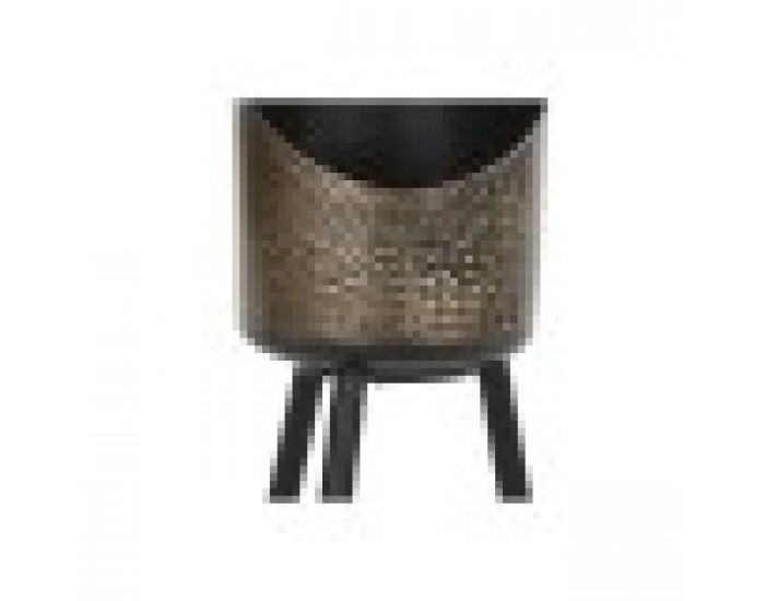 Комплект Саксии за цветя DKD Home Decor Черен Метал Мед Vintage (26 x 26 x 70 cm)