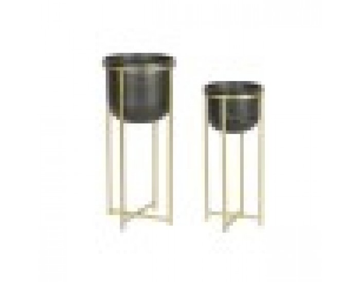 Комплект саксии DKD Home Decor 28,5 x 28,5 x 65,5 cm 28 x 28 x 65 cm Черен Златен Метал Комплект саксии DKD Home Decor 28,5 x 28,5 x 65,5 cm 28 x 28 x 65 cm Черен Златен Метал